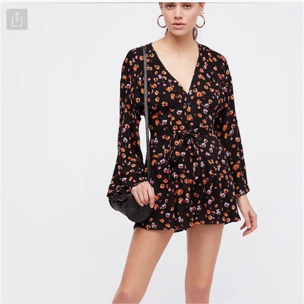 Free People Floral Black Jumpsuit - Picture 5 of 7